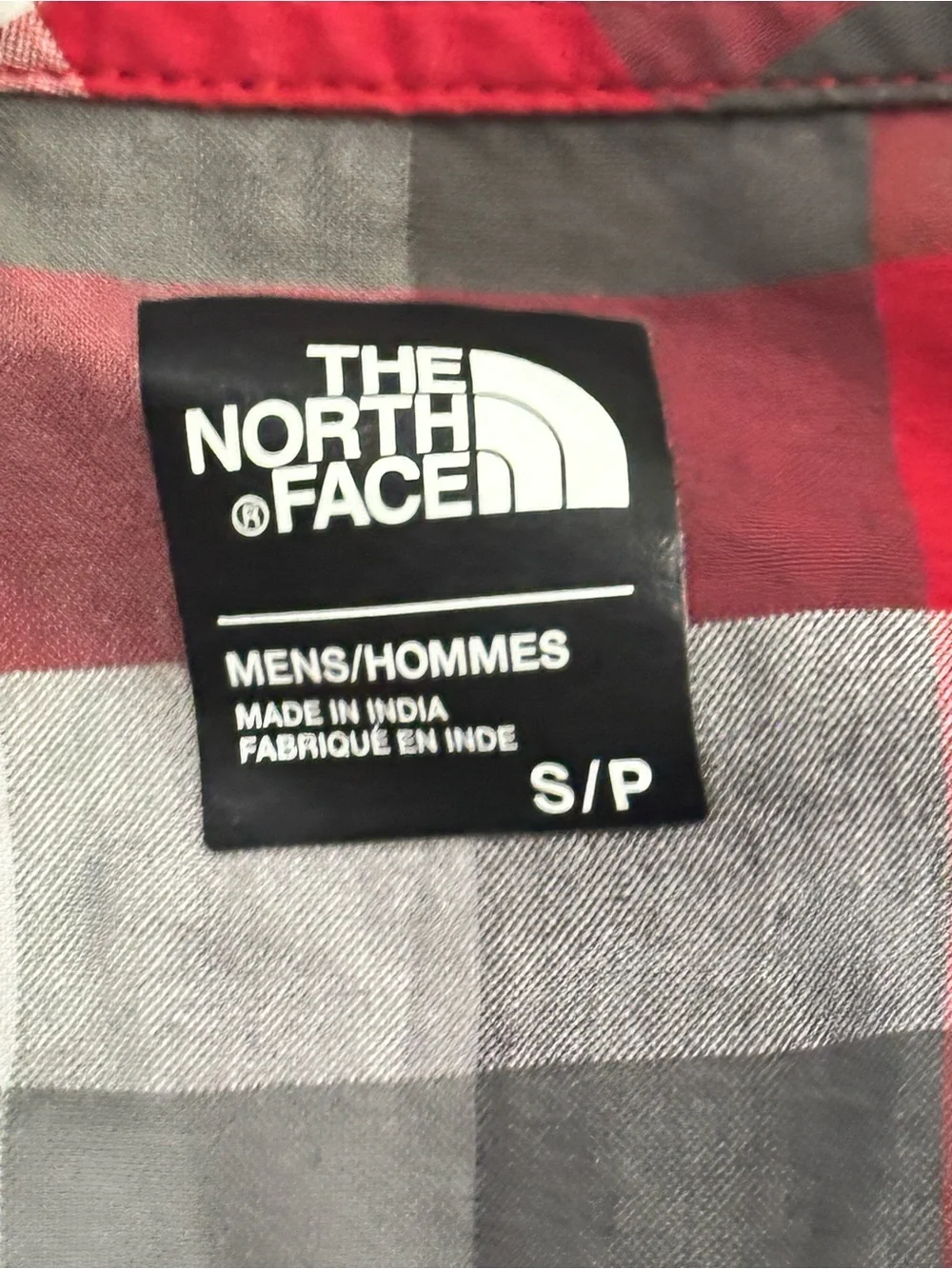 The North Face Red and Gray Short-Sleeve Plaid Button-Down Shirt